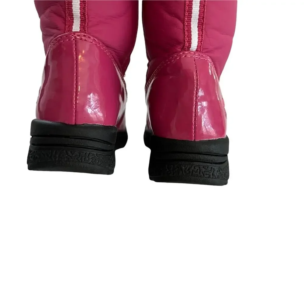 Totes Snow Boots Pink Quilted  Front Zip Faux Fur Winter Warm Boot Sz 7 Frozen